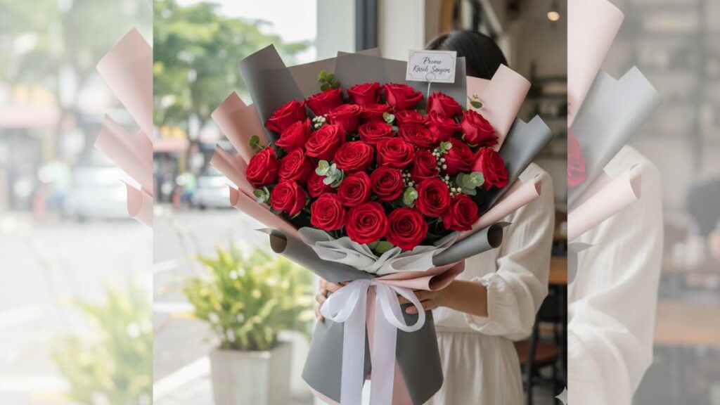 Buket bunga mawar merah segar Medan