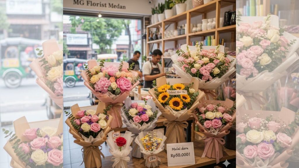 Buket bunga hari ibu di Medan